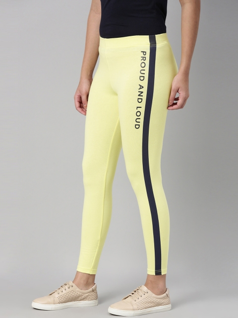 

abof Women Yellow Side Striped Leggings