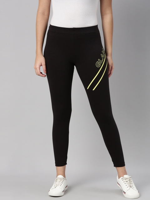 

abof Women Black Printed with Stripes Leggings