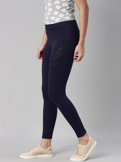

abof Women Navy Blue Self-Design Leggings