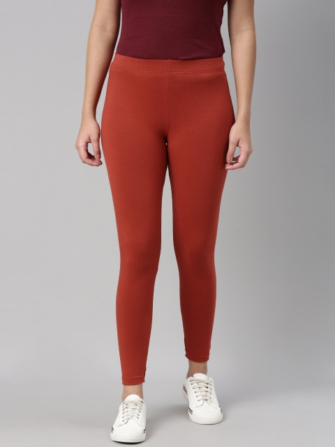 

abof Women Rust-Coloured Solid Leggings