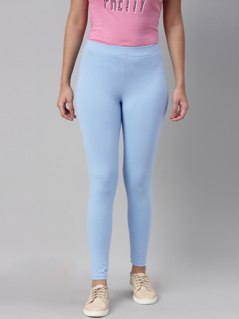 

abof Women Blue Solid Cotton Ankle-Length Leggings