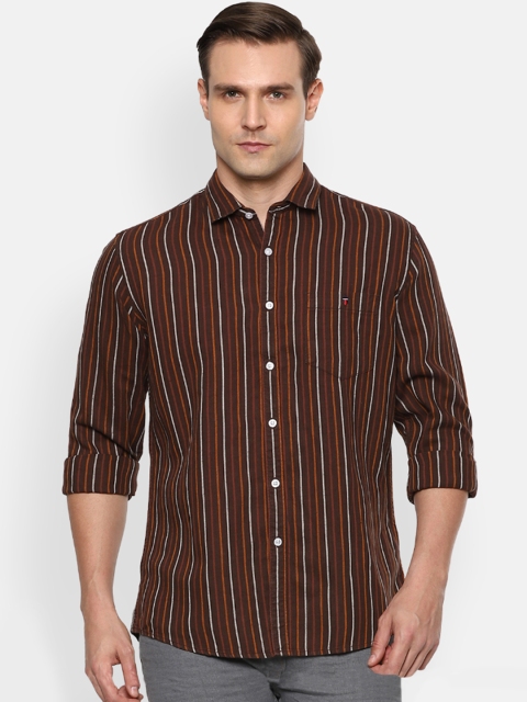 

Louis Philippe Jeans Men Brown Slim Fit Striped Casual Shirt