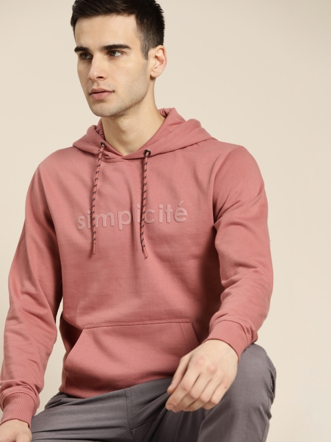 

ether Men Dusty Pink Printed Hooded Sweatshirt