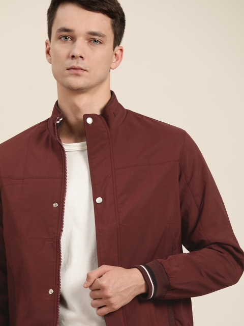 

ether Men Maroon Solid Varsity Jacket
