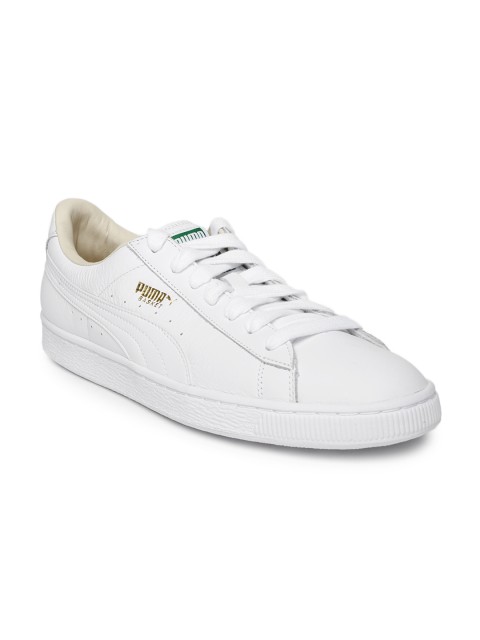 

Puma Men White Solid Leather Sneakers