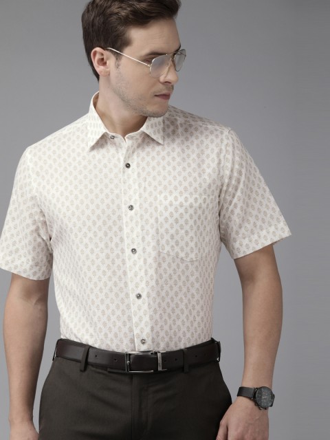 

Arrow Men Cream-Coloured Printed Regular Fit Formal Shirt