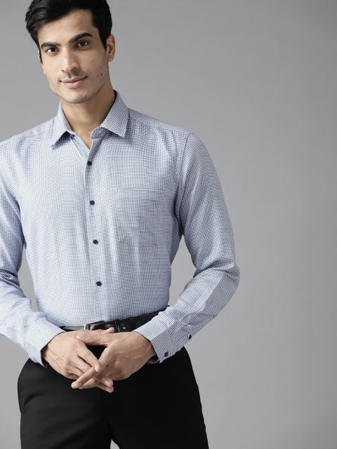 

Arrow New York Men Blue Cotton Slim Fit Opaque Striped Casual Shirt