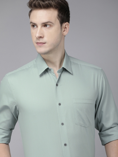 

Arrow New York Men Sea Green Slim Fit Self Striped Opaque Smart Casual Shirt