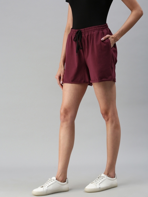 

abof Women Burgundy Regular Shorts