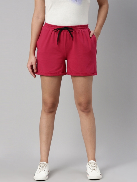 

abof Women Pink Mid-Rise Regular Shorts