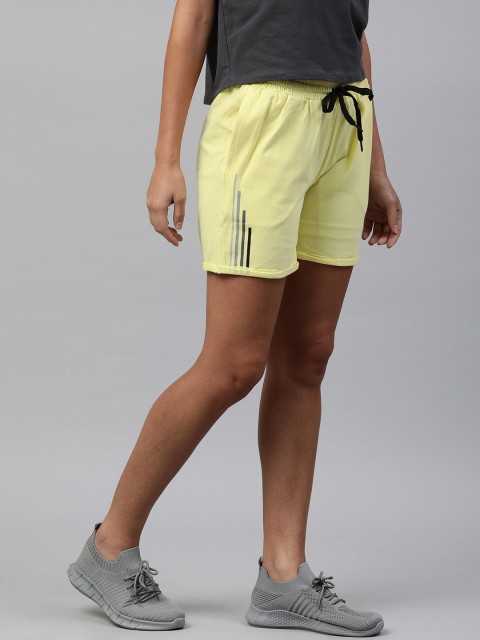 

abof Women Yellow Solid Mid Rise Above Knee Regular Shorts