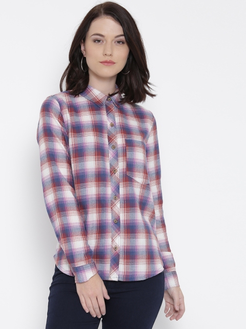 

FOREVER 21 Women Blue & Off-White Checked Casual Shirt