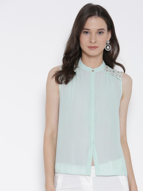 

FOREVER 21 Women Sea Green Casual Shirt