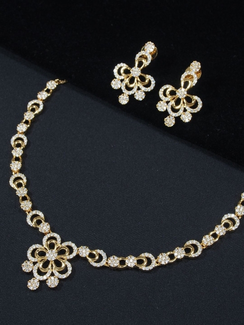 

I Jewels Gold Plated AD Studded Jewellery Set