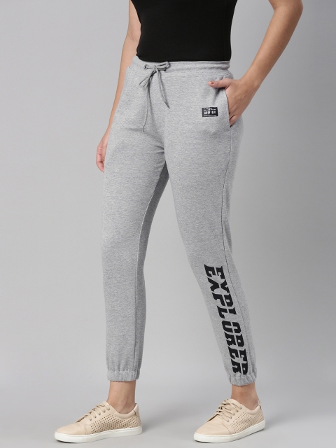 

abof Women Grey Melange Printed Track Pants