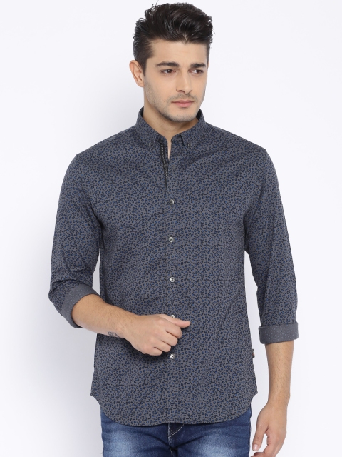 

Flying Machine Men Grey Printed Slim Fit Casual Shirt