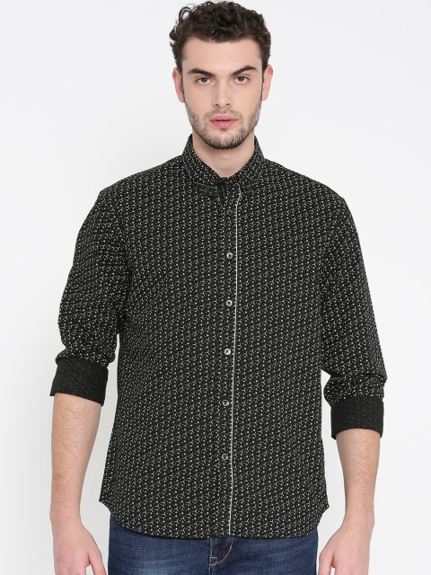 

Flying Machine Men Black Printed Slim Fit Casual Shirt