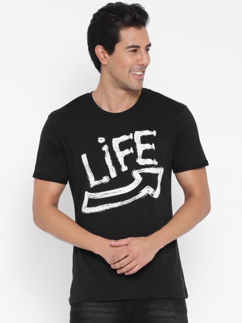 

Flying Machine Men Black Printed T-shirt