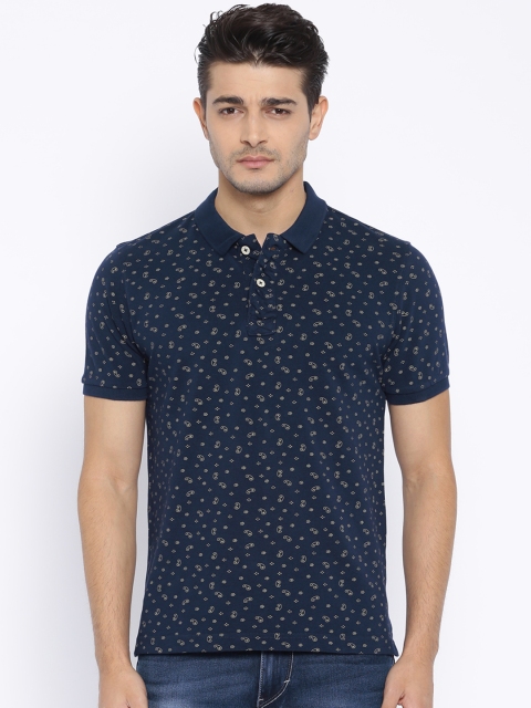 

Flying Machine Men Navy Printed Polo T-shirt, Navy blue