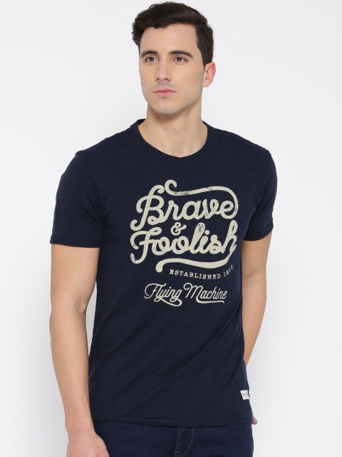 

Flying Machine Men Navy Printed T-shirt, Navy blue