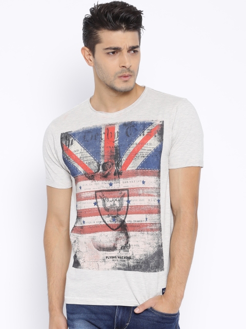 

Flying Machine Men Off-White Printed T-shirt