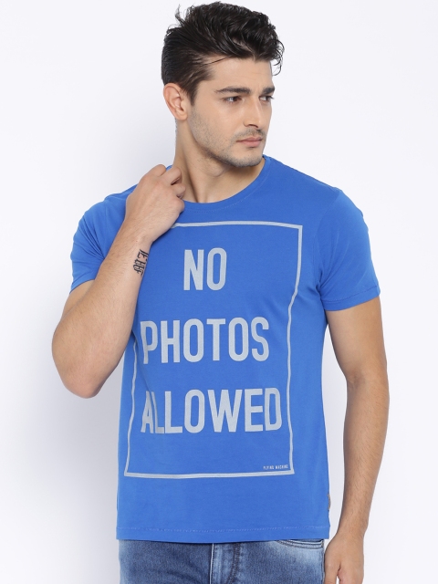 

Flying Machine Men Blue Printed Pure Cotton T-shirt