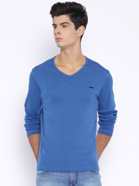 

Flying Machine Men Blue Pure Cotton T-shirt