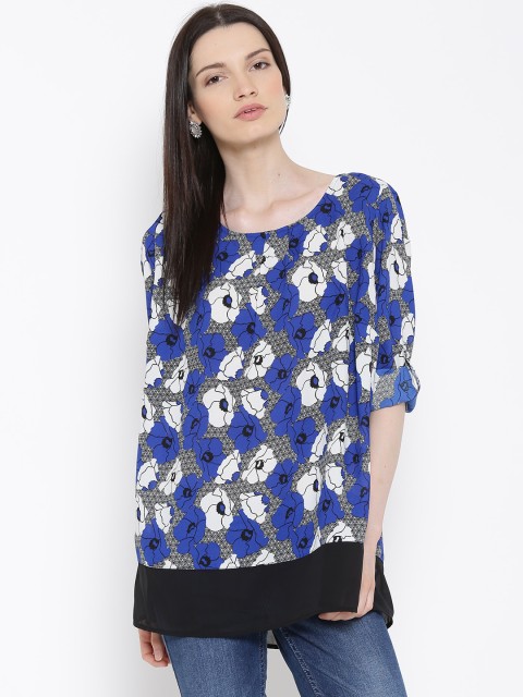 

ALTOMODA by Pantaloons Plus Size Blue Polyester Printed Tunic