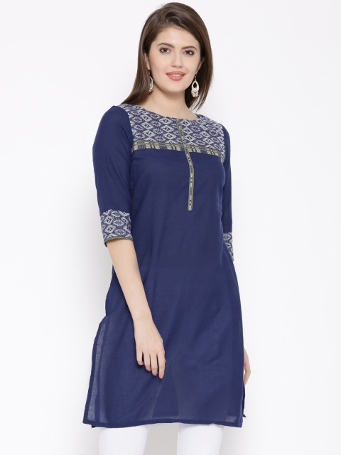 

AURELIA Women Blue Woven Design Kurta