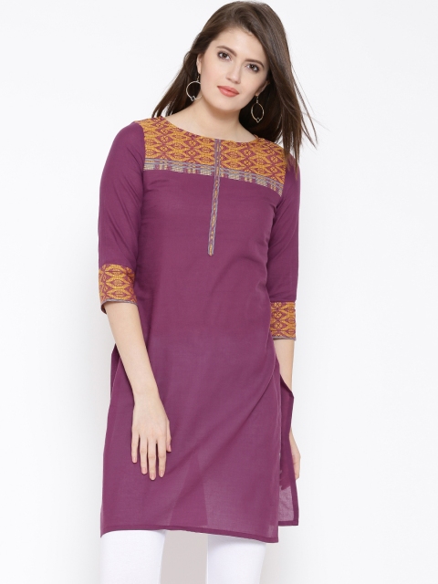 

AURELIA Women Purple Woven Design Kurta
