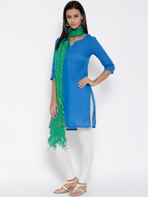 

AURELIA Green Crinkled Self-Checked Dupatta