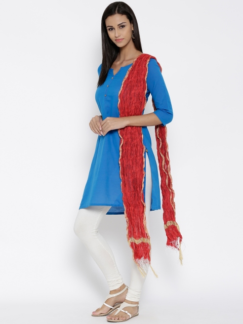 

AURELIA Red Crinkled Self-Striped Dupatta
