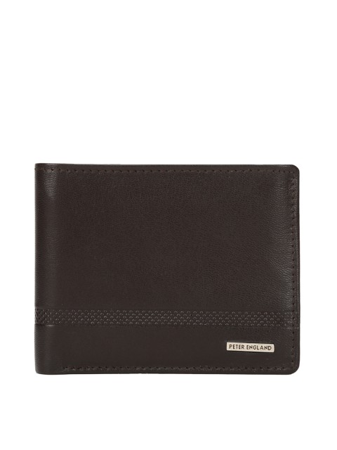 

Peter England Men Black Solid Leather Two Fold Wallet