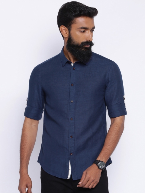 

Jack & Jones Men Navy Blue Solid Regular Fit Casual Shirt