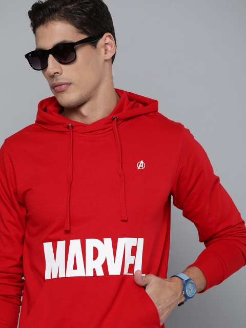 

Kook N Keech Marvel Men Red & White Printed Hooded Sweatshirt