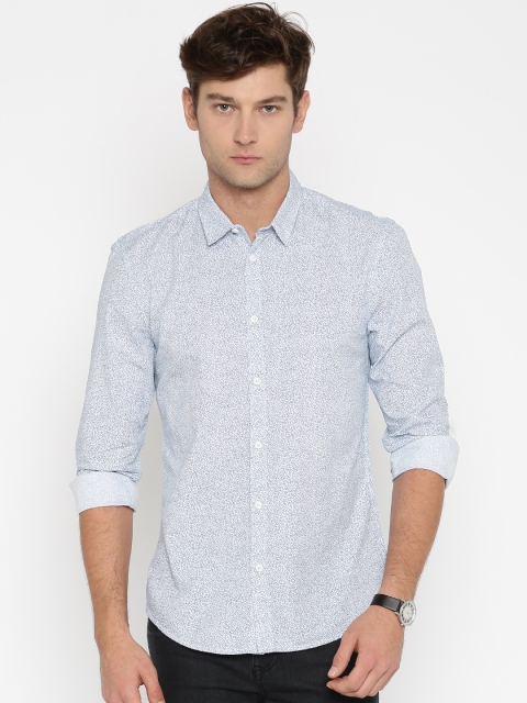 

Jack & Jones Men White & Blue Printed Slim Fit Casual Shirt