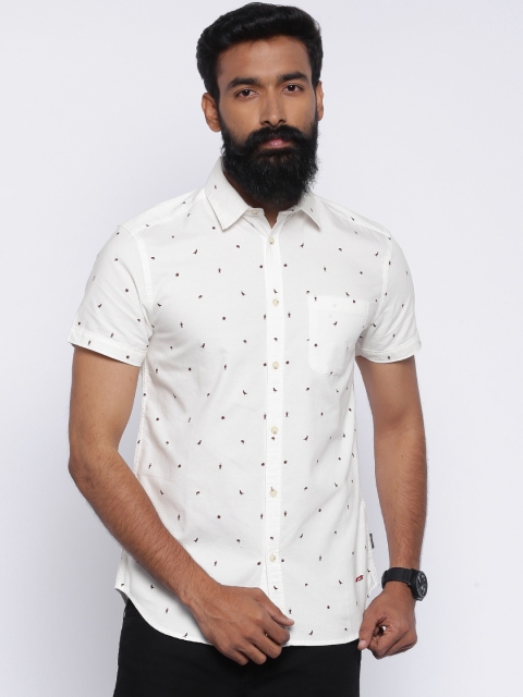 

Jack & Jones Men Off-White Printed Slim Fit Casual Shirt