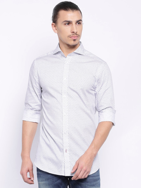 

Jack & Jones Men White Printed Slim Fit Casual Shirt