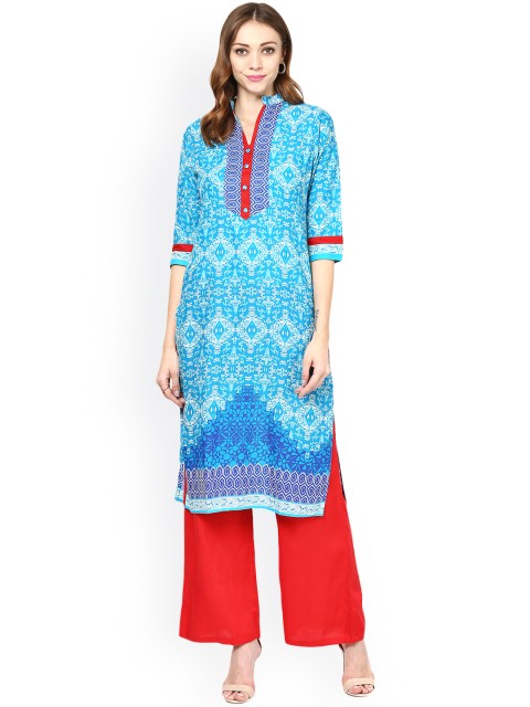 

Jaipur Kurti Blue Printed Kurta