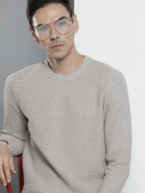 

Tommy Hilfiger Men Grey Chevron Organic Cotton Pullover Sweater