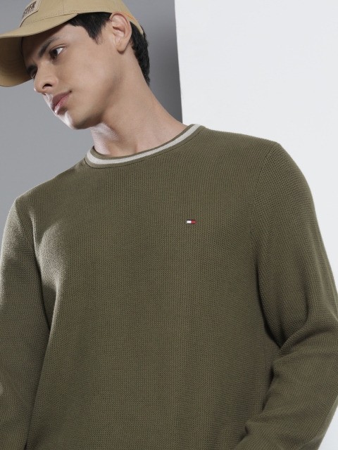 

Tommy Hilfiger Men Olive Green Pullover