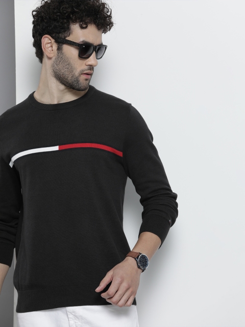 

Tommy Hilfiger Men Black Striped Pullover