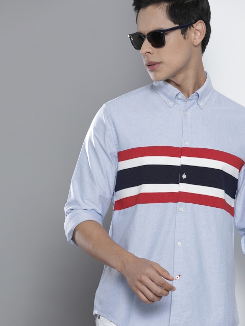 

Tommy Hilfiger Men Blue & Red Horizontal Striped Casual Shirt