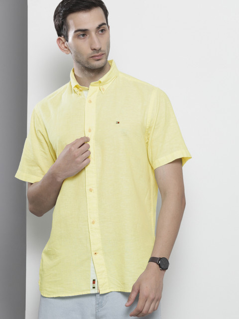 

Tommy Hilfiger Men Yellow Opaque Casual Shirt