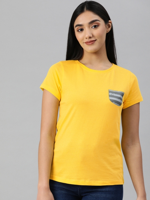

abof Women Yellow Solid T-shirt