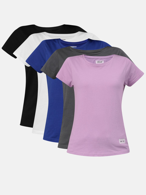 

abof Women Pack of 5 Solid T-shirt, Multi
