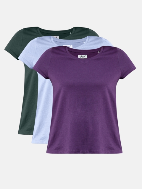 

abof Women Pack of 3 V-Neck Pure Cotton T-shirt, Blue