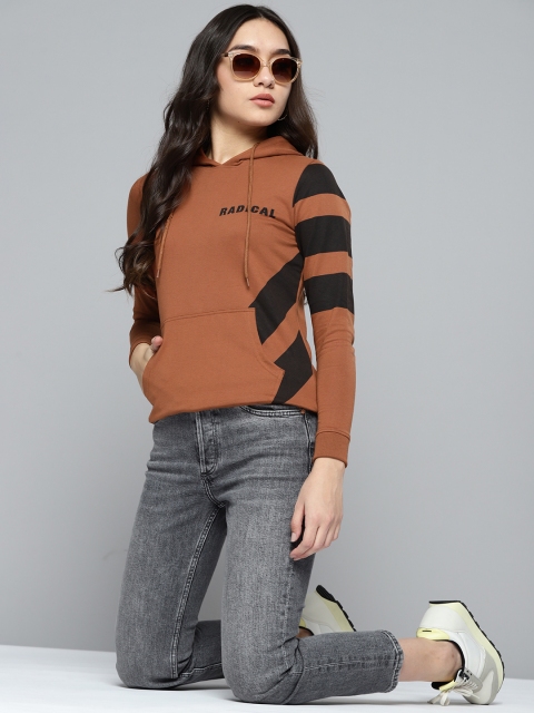 

Kook N Keech Women Brown & Black Striped Hooded Sweatshirt