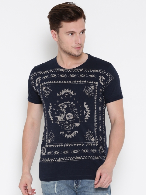 

Ed Hardy Men Navy Printed Round Neck T-shirt, Navy blue
