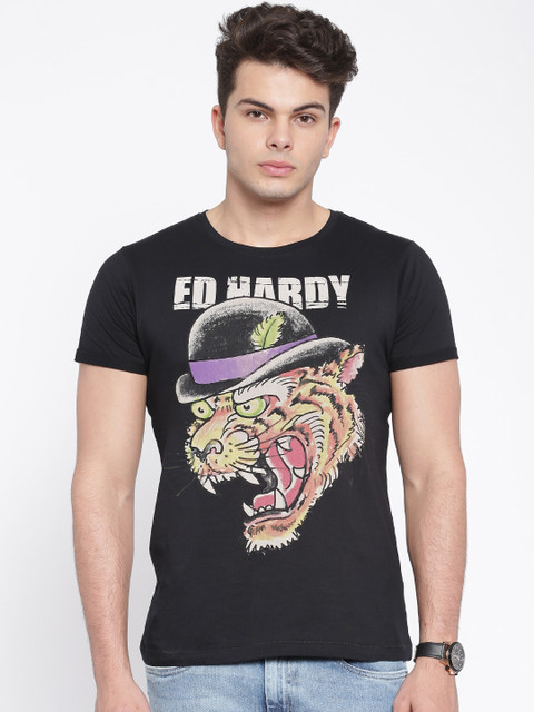 

Ed Hardy Black Printed Pure Cotton T-shirt